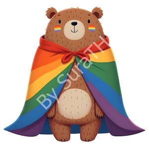 LGBTQ Bear Pride PNG: Rainbow Flag Clipart (Digital Download)