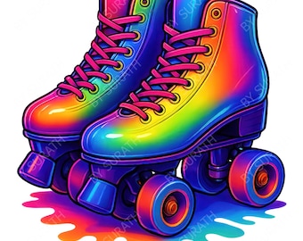 Colorful Roller Skates PNG, Clipart, Digital Download, Sublimation, Printable