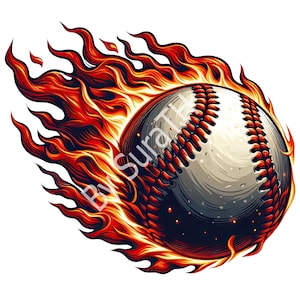 Baseball Fire PNG, Flaming Baseball, Baseball Clipart, Fire on Baseball, Baseball Digital Download, Baseball Printable, Baseball Sublimation