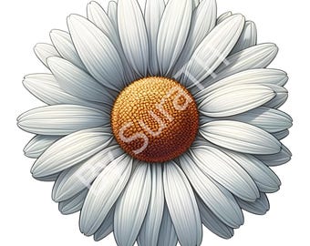 Kwiat białej stokrotki PNG: Przezroczyste tło, sublimacja (natychmiastowe pobranie)