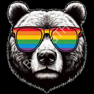 LGBTQ Bear Pride PNG: Rainbow Sunglasses Clipart (Digital Download)