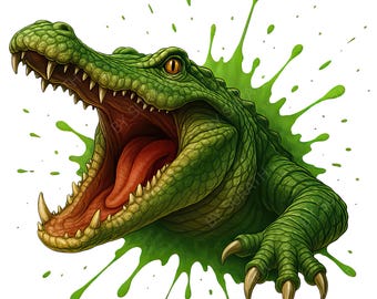 Funny Alligator PNG, Crocodile Clipart, Digital Download, Sublimation, Printable