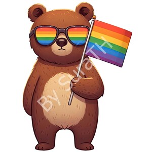 LGBT Bear Pride PNG: Rainbow Flag Clipart (Digital Download, 4000x4000 px)