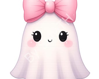 Ghost Girl PNG Clipart, Pink Bow Halloween (Digital Download