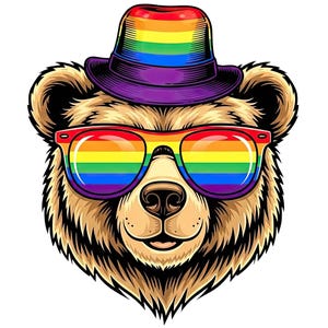 LGBTQ Bear PNG: Rainbow Pride Clipart (Digital Download, 4000x4000 px)