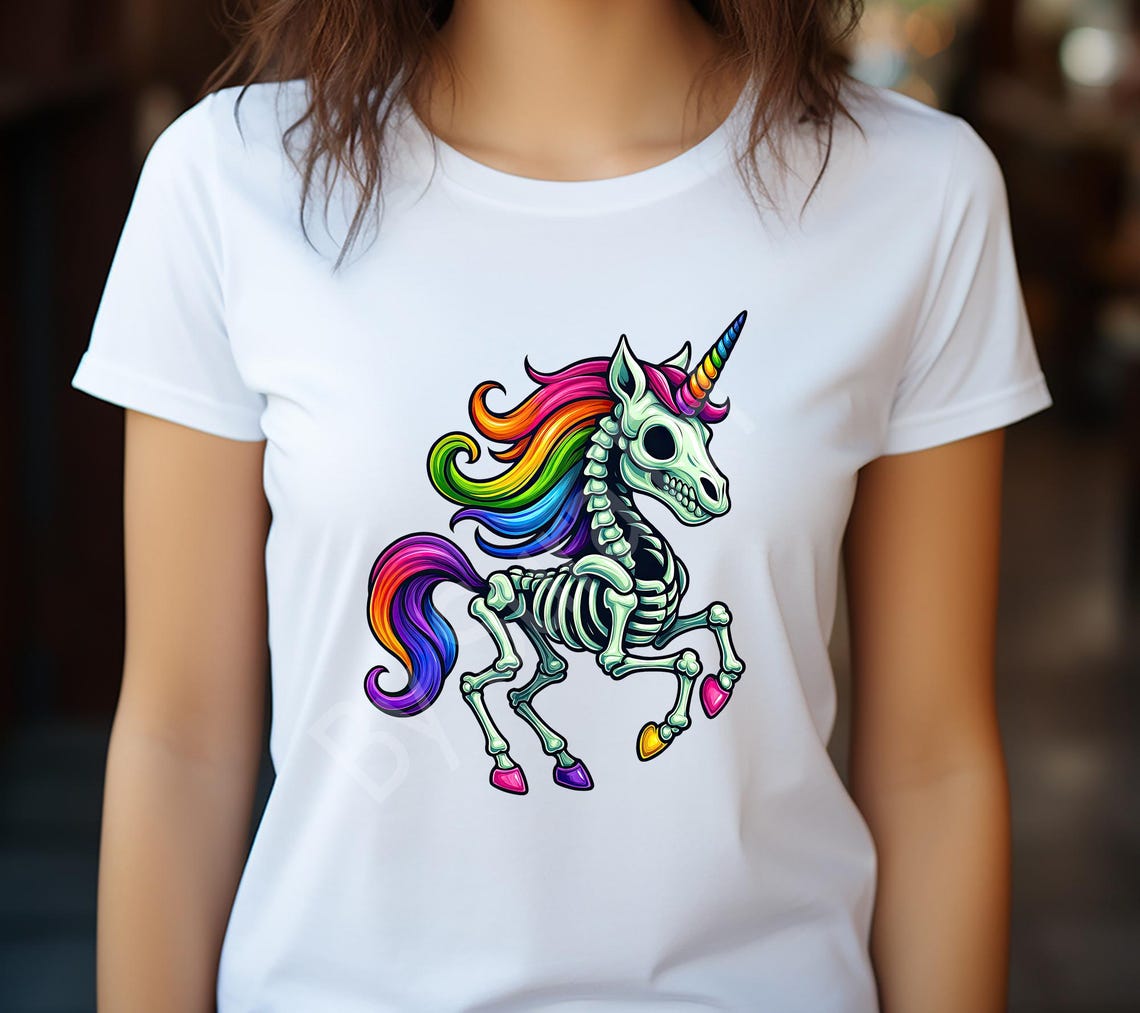 Skeleton Unicorn PNG, Rainbow Unicorn Halloween Clipart, Digital ...