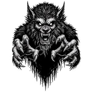 Scary Werewolf PNG Clipart: Funny Halloween, Digital Download, Sublimation, Printable