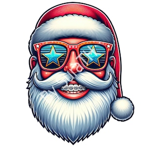 Funny Santa PNG, Santa Face Clipart, Digital Download, Printable, Sublimation