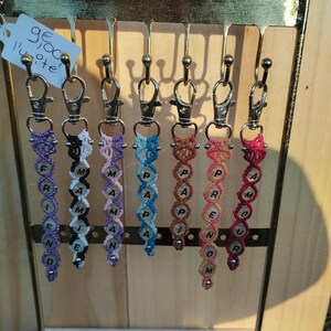 Customizable micro macrame keychain with name