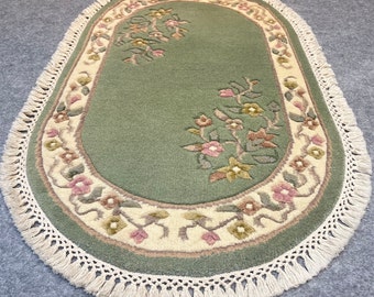 Rugs for living room,Rugs for bedroom,2.6x4 Handknotted Oval Rug for Living Room | Soft and Durable Material