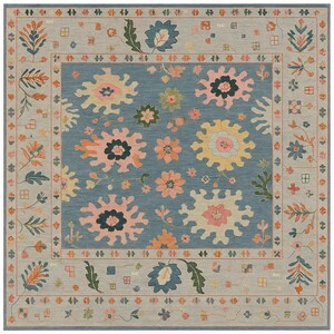 Oushak rug muted Turkish knot rug Hand-knotted Vintage Antique Oushak  8x10/9X12/10x14 Area Rug for Living Room, Dining room Wool Area Rugs
