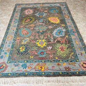 Oushak rug muted Turkish knot rug Hand-knotted Vintage Antique Oushak Wool Area Rug for Living Room, Dining room 8x10/9X12/10x14 Area Rugs