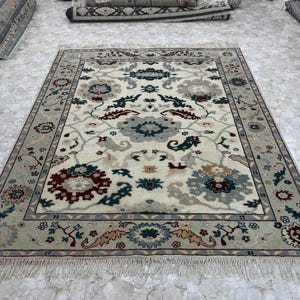 Oushak rug muted Turkish knot rug Hand-knotted Vintage Antique Oushak 8x10/9X12/10x14 Wool Area Rug for Living Room, Dining room Area Rugs