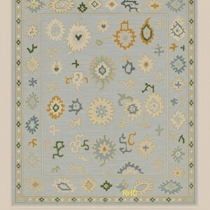 Oushak rug muted Turkish knot rug 8x10/9X12/10x14 Hand-knotted Vintage Antique Oushak  Area Rug for Living Room, Dining room Wool Rugs Area
