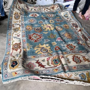 Oushak Rug Hand Knotted  Wool Traditional And Vintage Antique Oushak Wool Area 8x10, 9x12, 10x14, Rug For Living Room Rugs