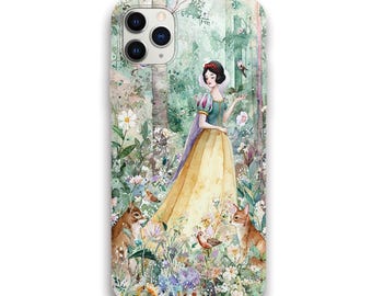 Snow White Watercolor Forest Phone Case, Vintage Fairytale Art Style, Gift For Her, Gift For Cartoon Lovers TD-0211-CXHS