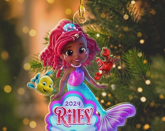 Personalized The Little Mermaid Christmas Ornament, Disney Princess Ariel Ornament Decor, Ariel Holiday Ornament, Disney Xmas Gift  NN33707