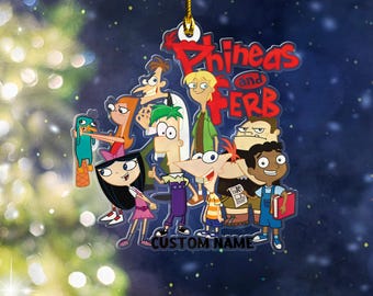 Personalized Disney Phineas And Ferb Christmas Ornament, Phineas Ferb Ornament Decor, Phineas Ferb Holiday Ornament, Disney Xmas GiftNN0-126