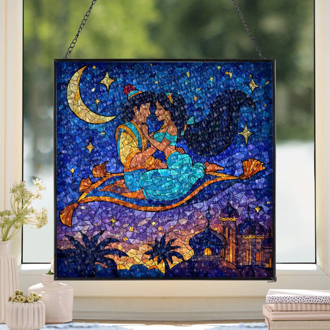 Disney Aladdin Square Stained Glass Suncatcher, Disney Aladdin and ...