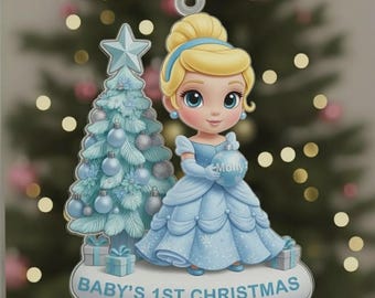 Personalized Cinderella Christmas Ornament, Cinderella Baby’s 1st Ornament, Disney Cinderella Holiday Ornament, Disney Xmas Gift NN34284