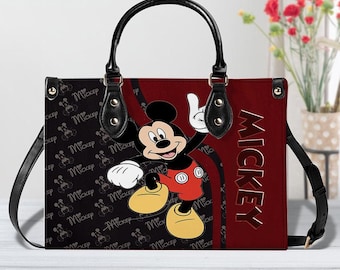 Personalized Disney Mickey Mouse Leather Handbag, Disney Mickey Mouse Characters Bag, Mickey Mouse Women Leather Bag Gift ID-1224-SLRR