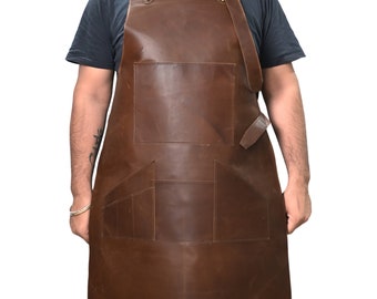 Personalized Leather Apron for Men | Brown & Blacksmith Apron | Woodworking and Chef Apron | Thanksgiving Gift for Him