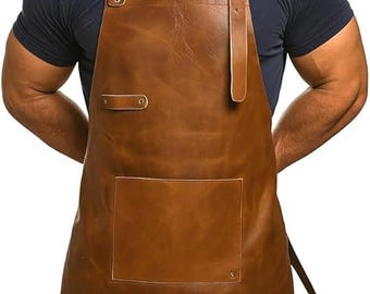 Leather Work Apron for Men, Heavy Duty Genuine Leather Apron
