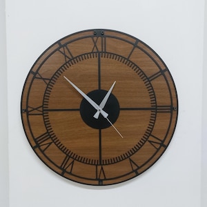 Modern Metal Wall Clock With Roman Numeral, Large Metal Wall Clock, Modern Design Wall Clock, Rustic Metal Wall Clock, Unique Clock, Silent