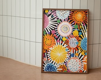 Yayoi Kusama Art Print, Japanese Colorful Poster