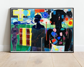Kerry James Marshall Style Oil Painting Poster, African American Art