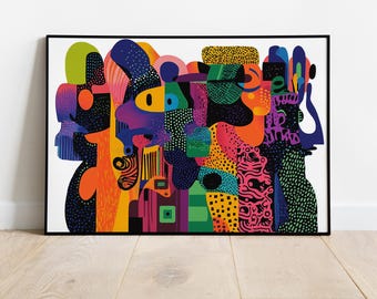 Dynamic Movement, Housewarming Gift, Playful Art, Creative Composition, Abstract Geometric, Colorful Minimalism, Minimalist interior Decor