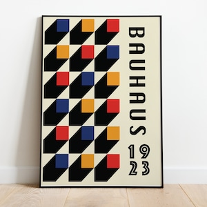 Bauhaus Poster, Bauhaus Exhibition Chevron Pattern Poster, Abstract Geometric Line Art Poster, Mid Century Modern
