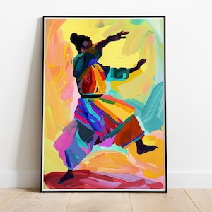 African American Woman Dancing, Energetic Poster, Abstract Expressionism, Energetic Dance Wall Art, Dance Studios Decor, Dancer Gifts