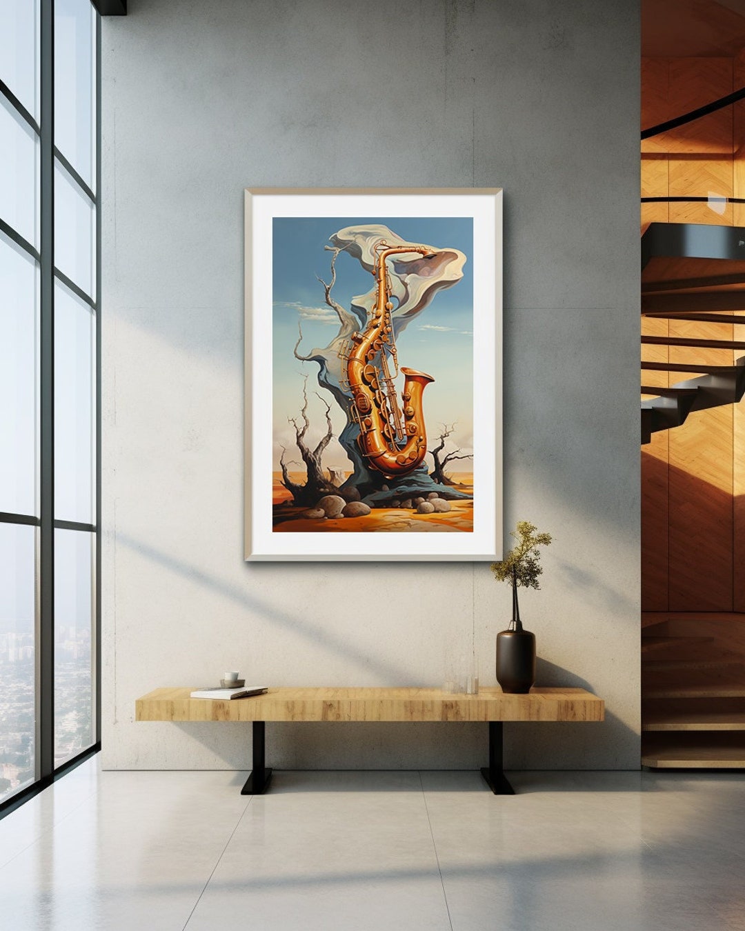 Saxophone Oil Painting Salvador Dali Wall Artgift Wall Etsy