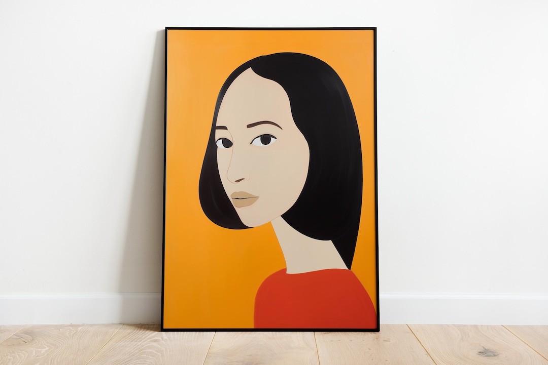 Alex Katz Style Artwork, Simple Poster, Woman Portrait Print