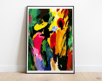 Afrocentric Abstract Art Print: Black Culture Silhouette, Vibrant Home Decor