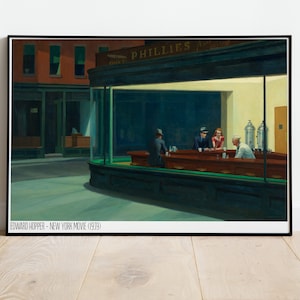 Edward Hopper Nighthawks Poster, Nighthawks Poster, Edward Hopper Art, American Painter, Realism Artwork