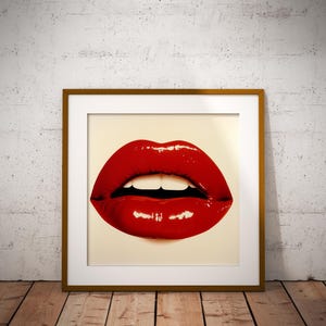 Lips Poster, Red Lips Poster, Pop Art Style Lips, Fashion Magazine Poster, Lip Artwork, Minimalistic Design, Lip Art