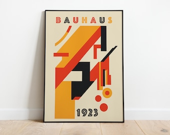 Cartel de la exposición Bauhaus de 1923, formas geométricas abstractas, arte de mediados de siglo.