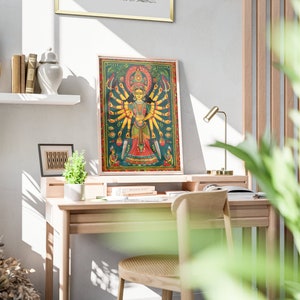 Indian folk art with our stunning Madhubani Poster. This exquisite piece of art, originating from the Mithila region of Bihar, captures the intricate patterns and vibrant colors characteristic of Madhubani painting
