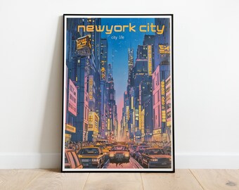 Japanese Style New York City Poster, NYC Skyline Art