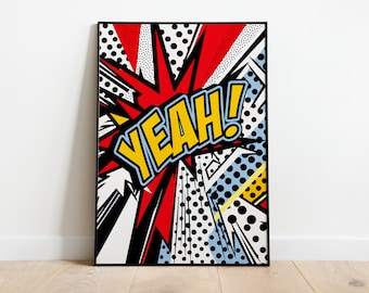 Yeah Poster, Pop Art Print, Roy Lichtenstein, Yeah Print, Retro  Comic Art, Contemporary Art, Lichtenstein, Roy Lichtenstein Art