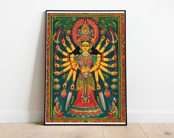 Madhubani Art Print, Indian Folk Art Poster, Mithila Painting