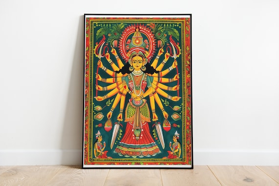 Madhubani Art Print, Indian Folk Art Poster, Mithila Painting