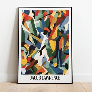 Reproducción de una lámina de Jacob Lawrence, arte del Renacimiento de Harlem.