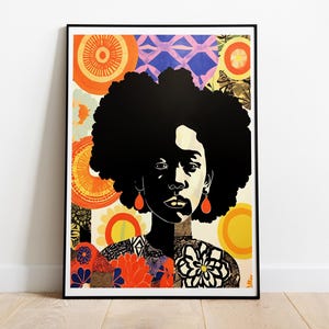 Kerry James Marshall Style Artwork, Afrocentric, Cultural Statement Poster, Feminine Portrait, African American Poster, Black Artist
