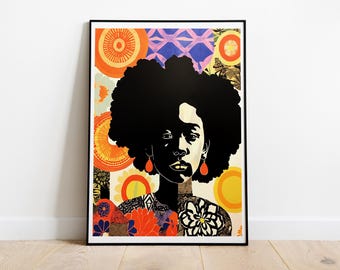 Afrocentric Woman Art Print: Kerry James Marshall Style Portrait