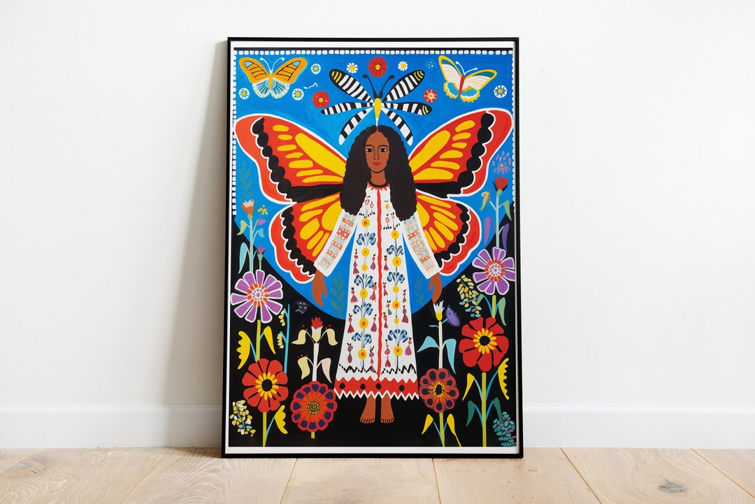 Naive Folk Art Style Painting, African American Art, Flowers Paint ...