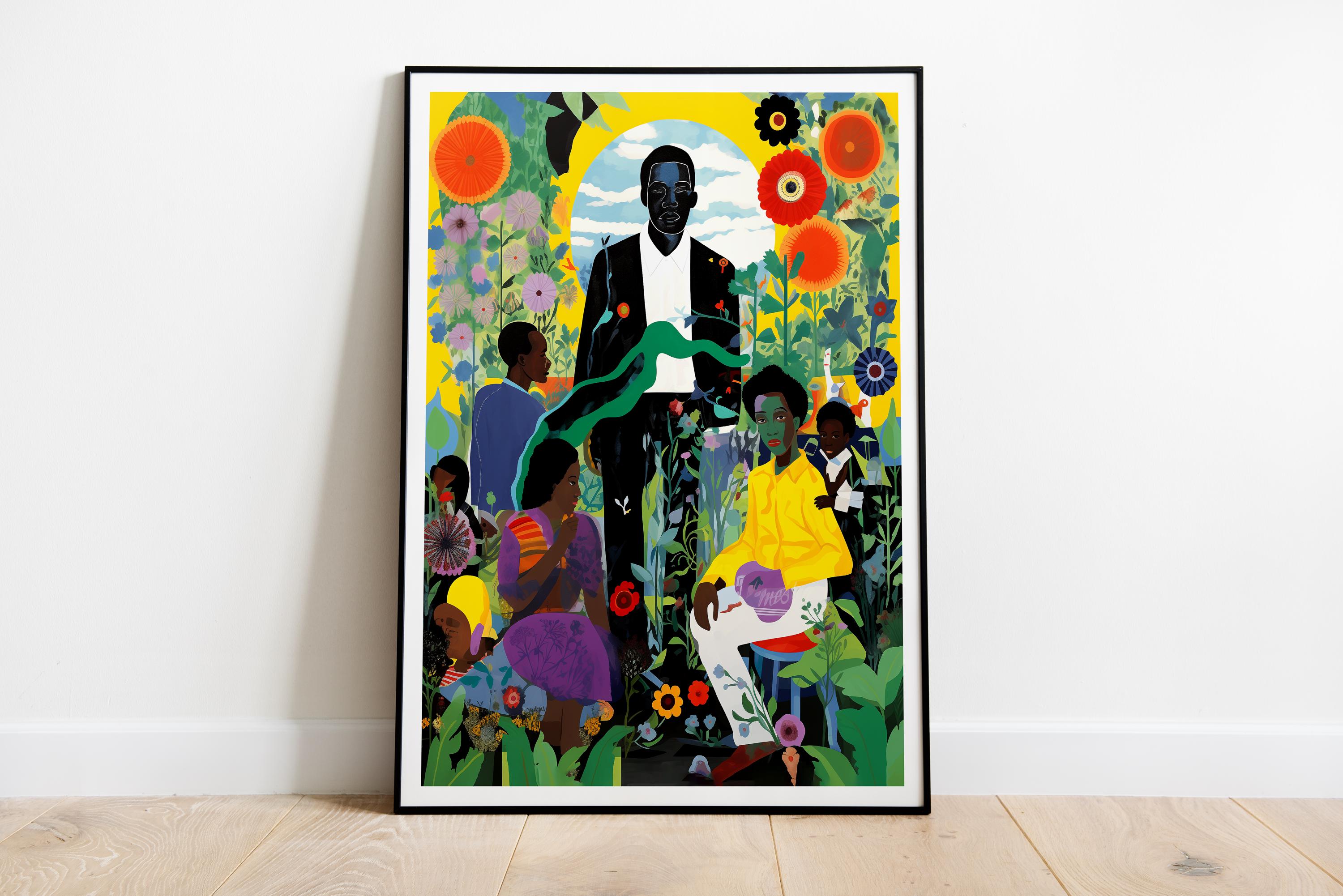 Kerry James Marshall style Artwork, African American Man Poster, Black Art Print, Black Artist, Realism Art, Black History, Cultural Artwork