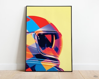 Motorcycle Helmet Poster, Andy Warhol Style Pop Art, Biker Gift
